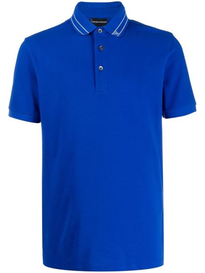 Armani Emporio Logo Collar Polo Hemd Herren Blau | GRL4ETTF