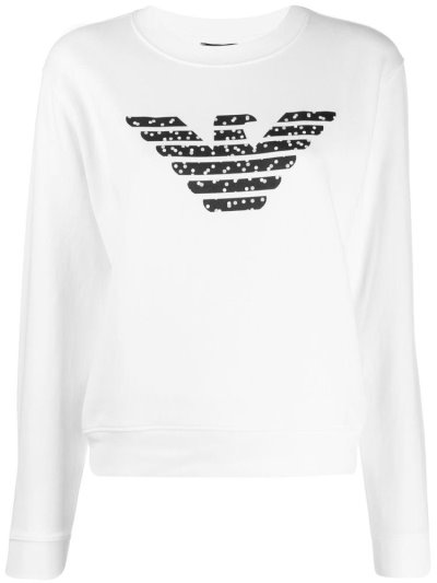 Armani Emporio Logo Dot Sweatshirts Damen Weiß | Z5KUEDGV