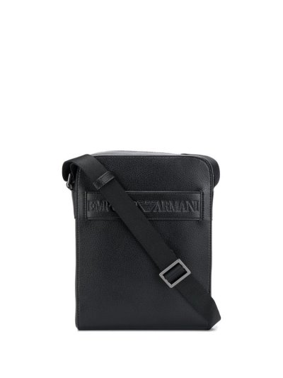Armani Emporio Logo Embossed Kuriertaschen Herren Schwarz | KKPNO21S