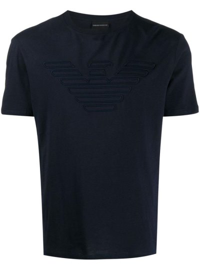 Armani Emporio Logo Embroidered Bomberjacke Herren Blau | W7V3AED5