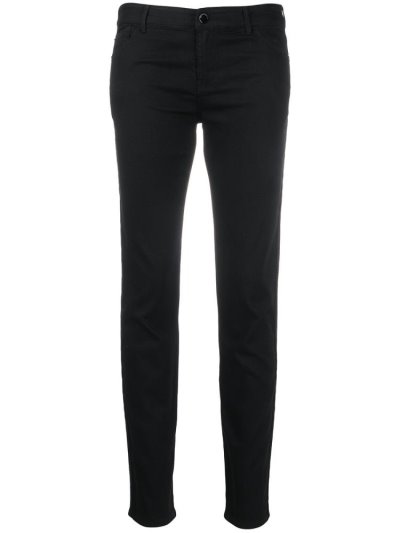 Armani Emporio Logo Embroidered Fitted Jeans Damen Schwarz | C6JTWNP3