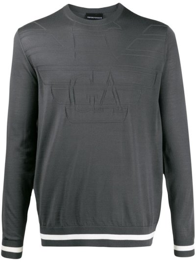 Armani Emporio Logo Embroidered Pullover Herren Grau | M6EDE5CK
