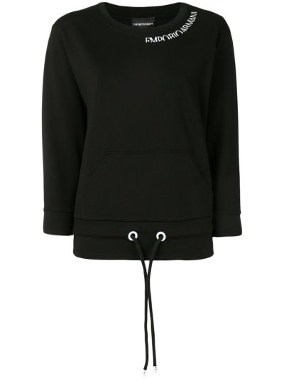 Armani Emporio Logo Embroidered Sweatshirts Damen Schwarz | 6OY1FLIN