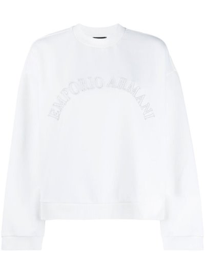 Armani Emporio Logo Embroidered Sweatshirts Damen Weiß | 6PLWQEBU