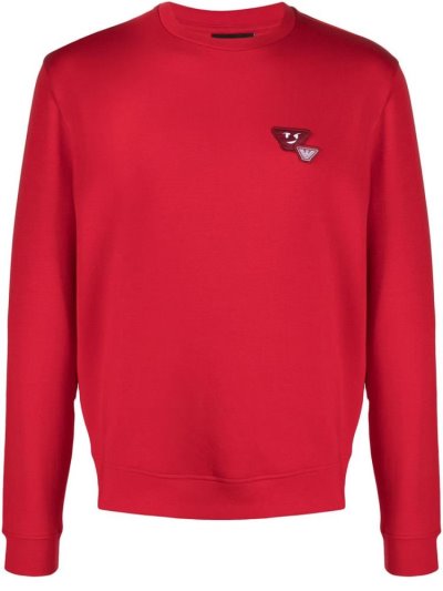 Armani Emporio Logo Embroidered Sweatshirts Herren Rot | BS5OAERH
