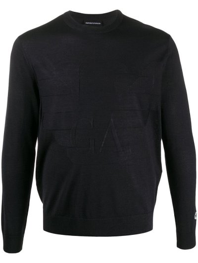 Armani Emporio Logo Fine Knit Jumper Herren Blau | H3CV1TD3