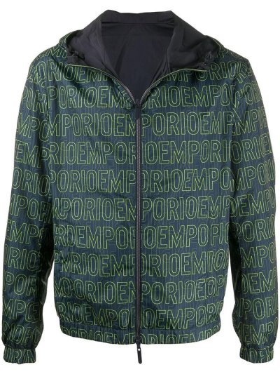 Armani Emporio Logo Mit Kapuze Jacke Herren Blau Grün | AMRJ85A0