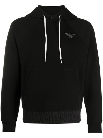 Armani Emporio Logo Patch Hoodie Herren Schwarz | 1TITKV1N