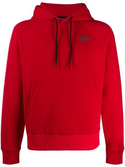 Armani Emporio Logo Patch Hoodie Herren Rot | YDSHI4KN