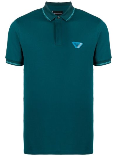 Armani Emporio Logo Patch Polo Hemd Herren Grün | 8IBBHEO2