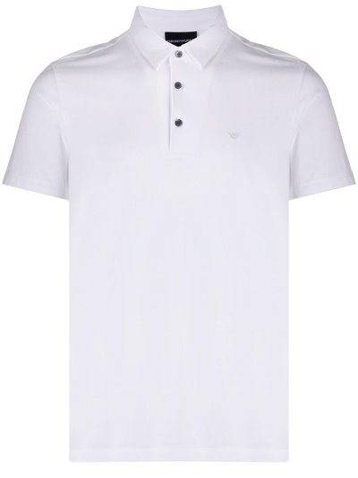 Armani Emporio Logo Patch Polo Hemd Herren Weiß | 9E7FFA47