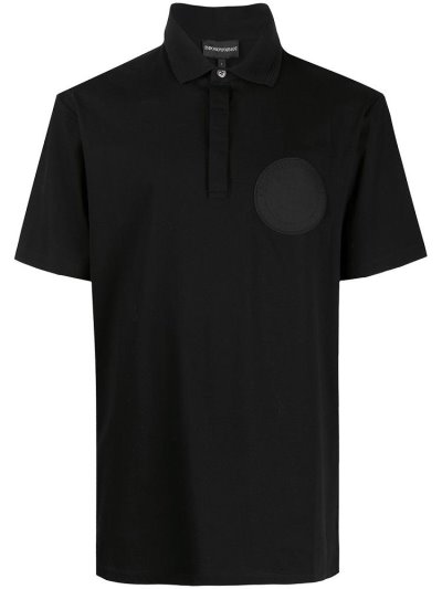 Armani Emporio Logo Patch Polo Hemd Herren Schwarz | OLDCEE93
