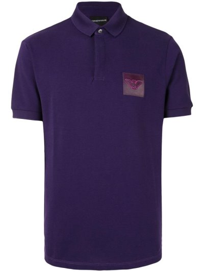 Armani Emporio Logo Patch Polo Hemd Herren Lila | QIYEG75W