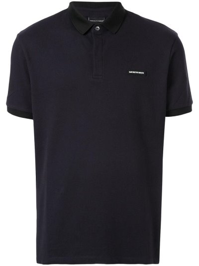 Armani Emporio Logo Patch Polo Hemd Herren Blau | R4QH4SPY