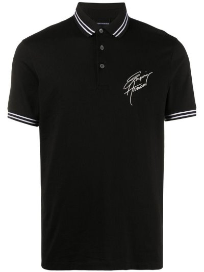 Armani Emporio Logo Patch Polo Hemd Herren Schwarz | RG3KL4FK