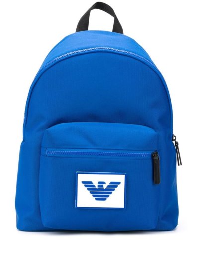 Armani Emporio Logo Patch Rucksäcke Herren Blau | 57QM3XQY