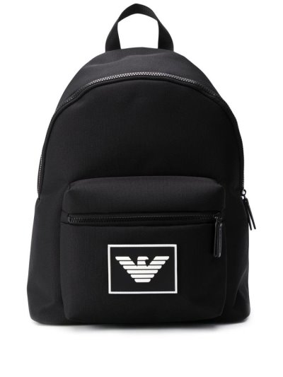 Armani Emporio Logo Patch Rucksäcke Herren Schwarz | 691GBGL3