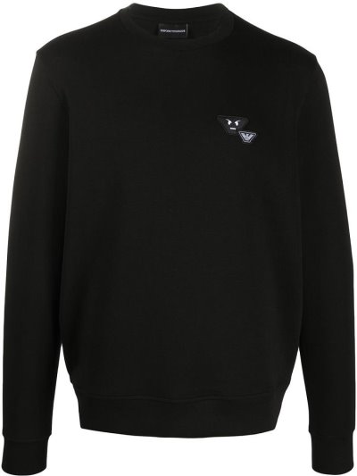 Armani Emporio Logo Patch Sweatshirts Herren Schwarz | AWTL19GJ
