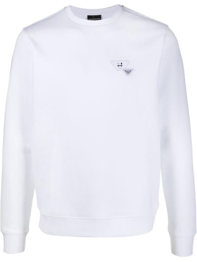 Armani Emporio Logo Patch Sweatshirts Herren Weiß | JJ5JIOSB