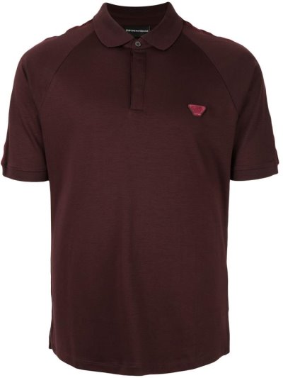 Armani Emporio Logo Patch Textured Polo Hemd Herren Rot | E1PKIQ48
