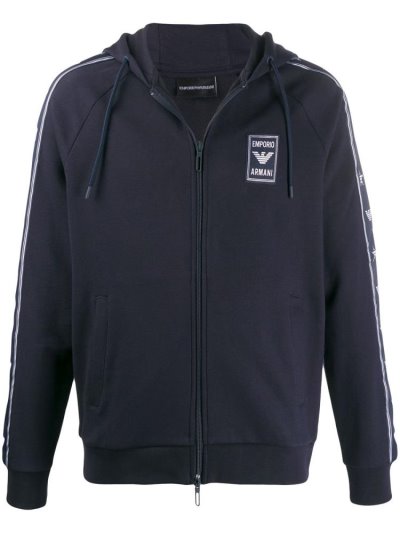 Armani Emporio Logo Patch Zip Up Hoodie Herren Blau | K5ZXMZ9B