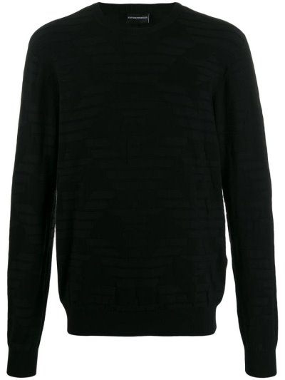 Armani Emporio Logo Patterned Pullover Herren Schwarz | PTKJFCR2