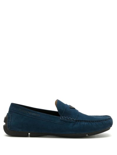 Armani Emporio Logo Plaque Boots Shoes Schuhe Herren Blau | KUN86GOM