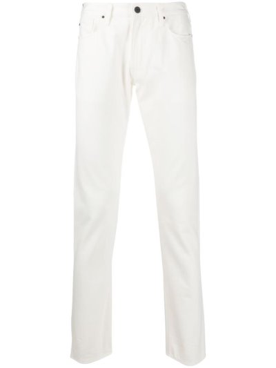 Armani Emporio Logo Plaque Straight Leg Jeans Herren Weiß | H0B4LFLE