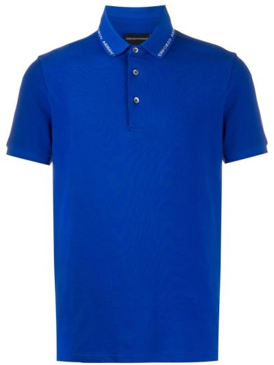 Armani Emporio Logo Polo Hemd Herren Blau | 36M90WUP