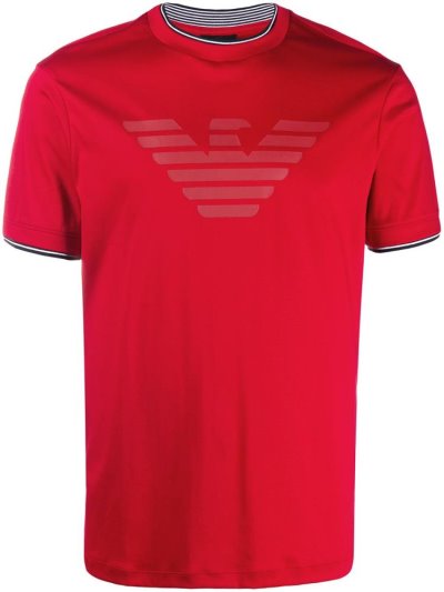 Armani Emporio Logo Print Bomberjacke Herren Rot | 0ETNAIVF
