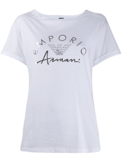 Armani Emporio Logo Print Crew Neck Bomberjacke Damen Weiß | WMYK13O0