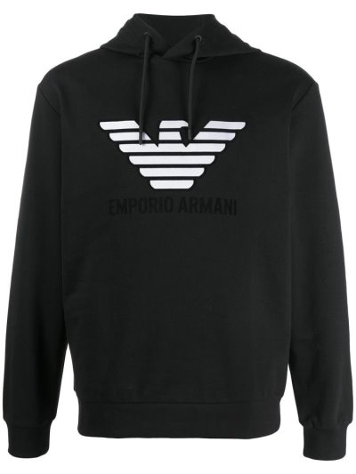 Armani Emporio Logo Print Hoodie Herren Schwarz | L39S43PM
