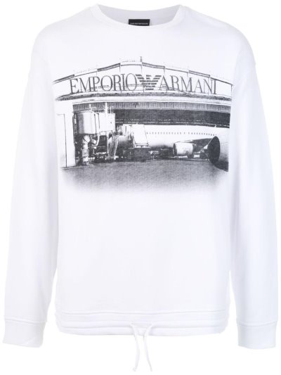 Armani Emporio Logo Print Jumper Herren Weiß | CIL1S6KY