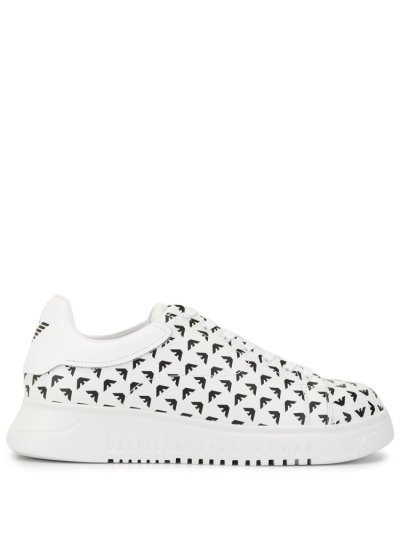 Armani Emporio Logo Print Low Top Sneakers Herren Weiß Schwarz | UQZS06IM
