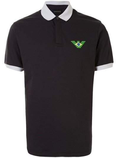 Armani Emporio Logo Print Polo Hemd Herren Blau | B6D8I4G6