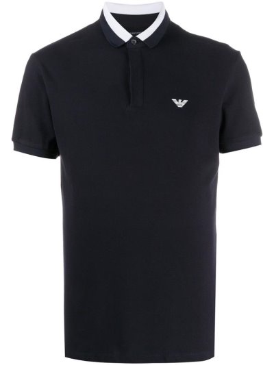 Armani Emporio Logo Print Polo Hemd Herren Blau | GH9SO7DZ