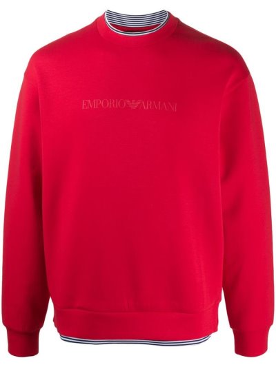 Armani Emporio Logo Print Pullover Herren Rot | F2MAUA7A