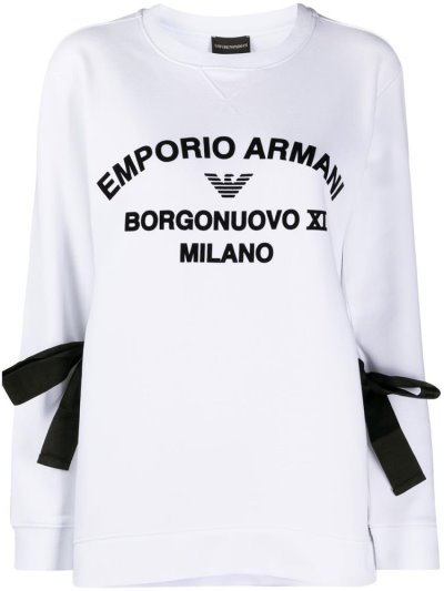 Armani Emporio Logo Print Side Tie Sweatshirts Damen Weiß | PB1PFXYX