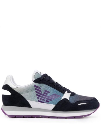 Armani Emporio Logo Print Sneakers Damen Blau Weiß | 2KLF2R3Q