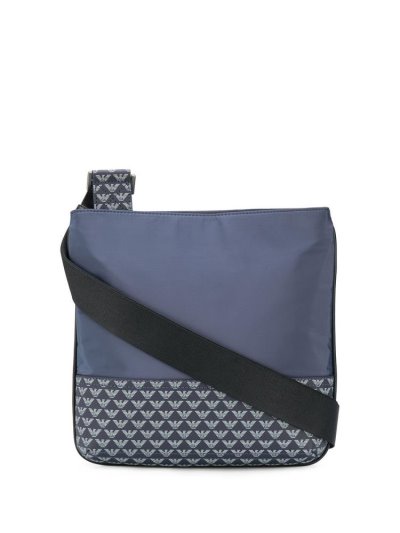 Armani Emporio Logo Print Zipped Kuriertaschen Herren Blau | SQNQ6UVH