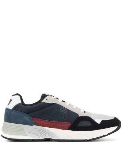 Armani Emporio Logo Printed Sneakers Herren Blau | A070QDKC
