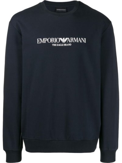 Armani Emporio Logo Printed Sweatshirts Herren Blau | CL3SJ4ND