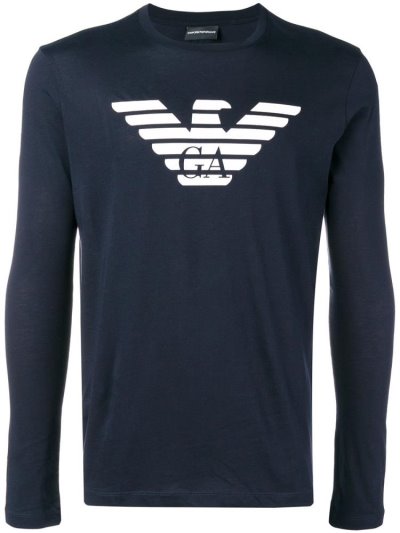 Armani Emporio Logo Sweatshirts Herren Blau | XVV9NZE9
