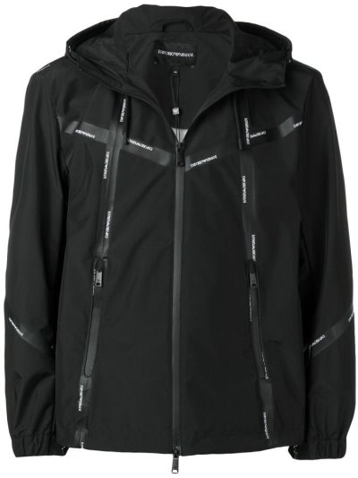 Armani Emporio Logo Tape Mit Kapuze Track Oberteile Herren Schwarz | P39UC1L2