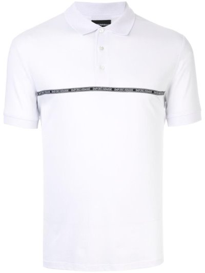 Armani Emporio Logo Tape Polo Hemd Herren Weiß | R2JEBCPL