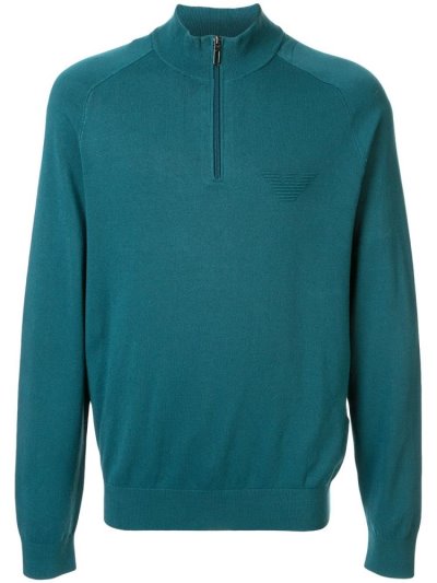 Armani Emporio Logo Zip Up Sweatshirts Herren Blau | HLG0VURY