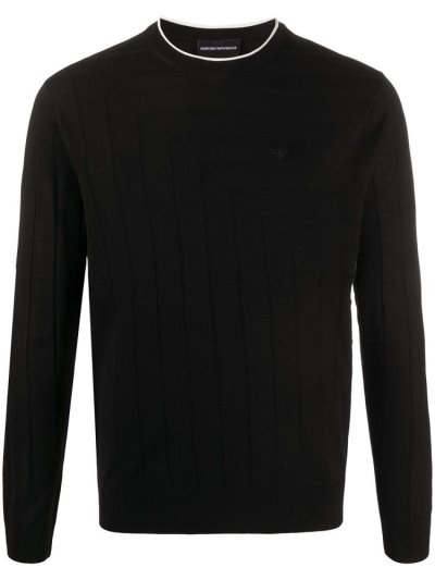 Armani Emporio Long Sleeve Fitted Jumper Herren Schwarz | BJAGVBRN