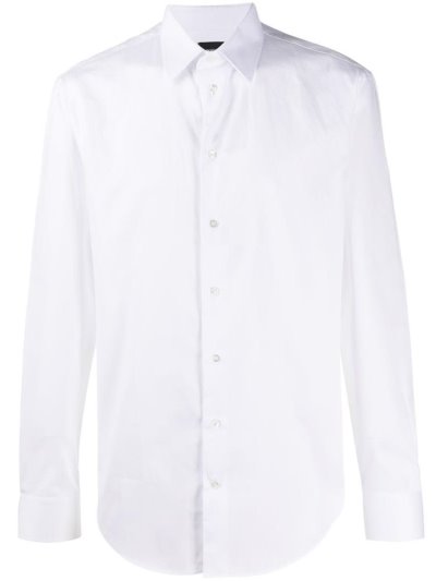 Armani Emporio Long Sleeve Fitted Hemd Herren Weiß | G7M8UKZ9