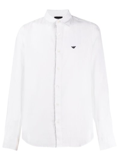 Armani Emporio Long Sleeve Linen Hemd Herren Weiß | 6X5YE07X