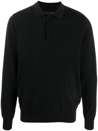 Armani Emporio Long Sleeve Polo Hemd Herren Schwarz | 7UZQQ2R7